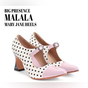 Fluevog EXCELLENT Big Presence Malala white/pink/teal pony hair buckle heel -8